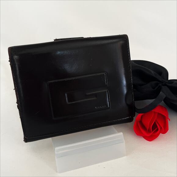 GUCCI GG Unisex Bifold Leather Wallet Vintage - Picture 1 of 12